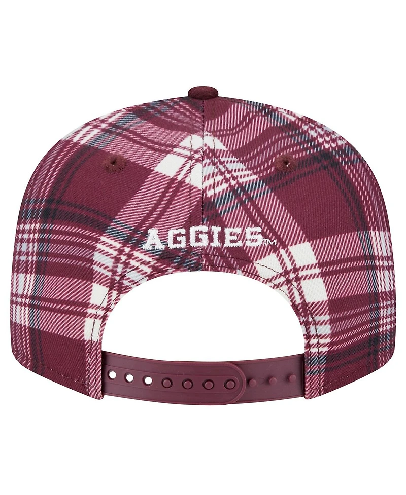 New Era Men's Maroon Texas A&M Aggies Plaid 9FIFTY Snapback Hat