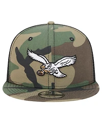 New Era Big Boys and Girls Camo Philadelphia Eagles Throwback Main Trucker 9FIFTY Snapback Hat