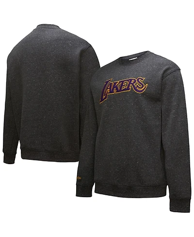 Mitchell & Ness Men's Black Los Angeles Lakers Out Collection Snow Washed Vintage Logo Pullover Sweatshirt