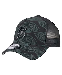 New Era Men's Black Detroit Tigers 9FORTY A-Frame Trucker Adjustable Hat