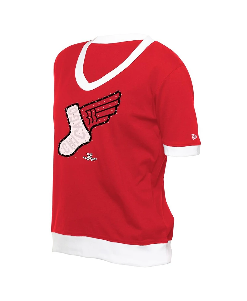 New Era Women's Red Chicago White Sox 2025 City Connect Rhinestone V-Neck T-Shirt