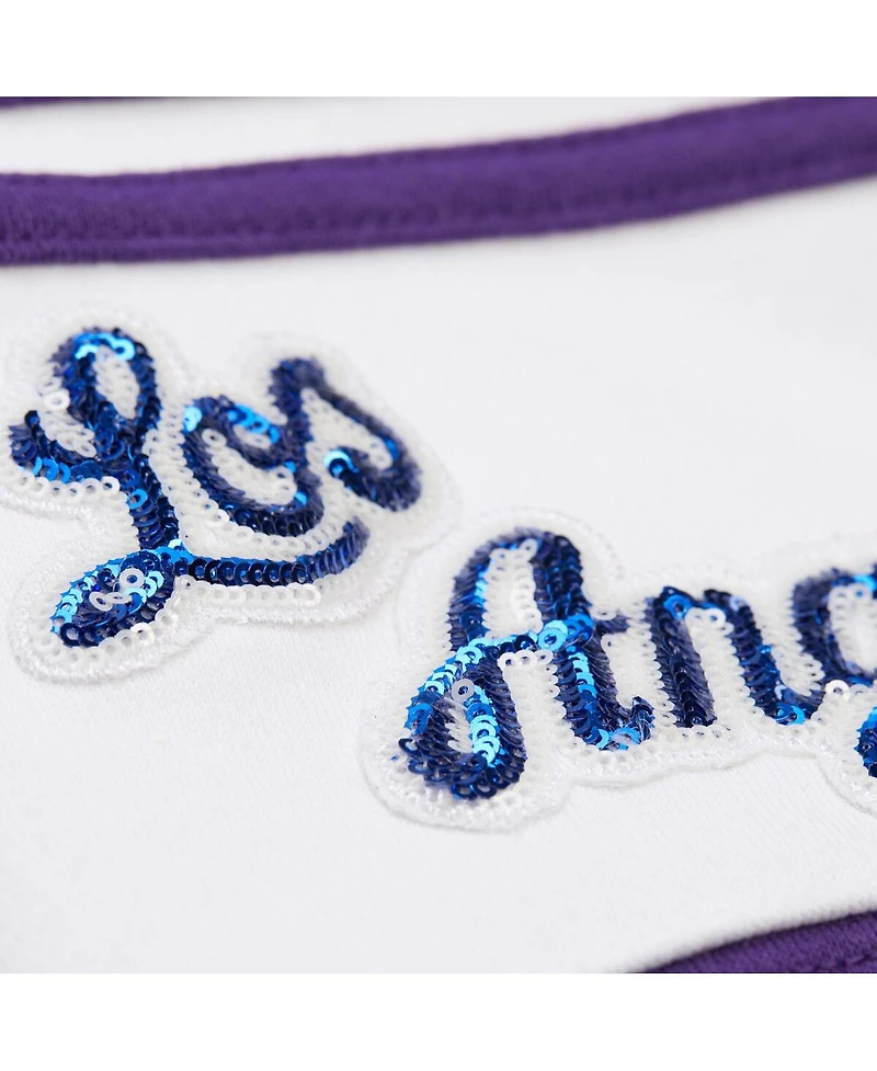Mitchell & Ness X Dannijo Women's Gold/Purple Los Angeles Lakers Blocked Pullover Sweatshirt