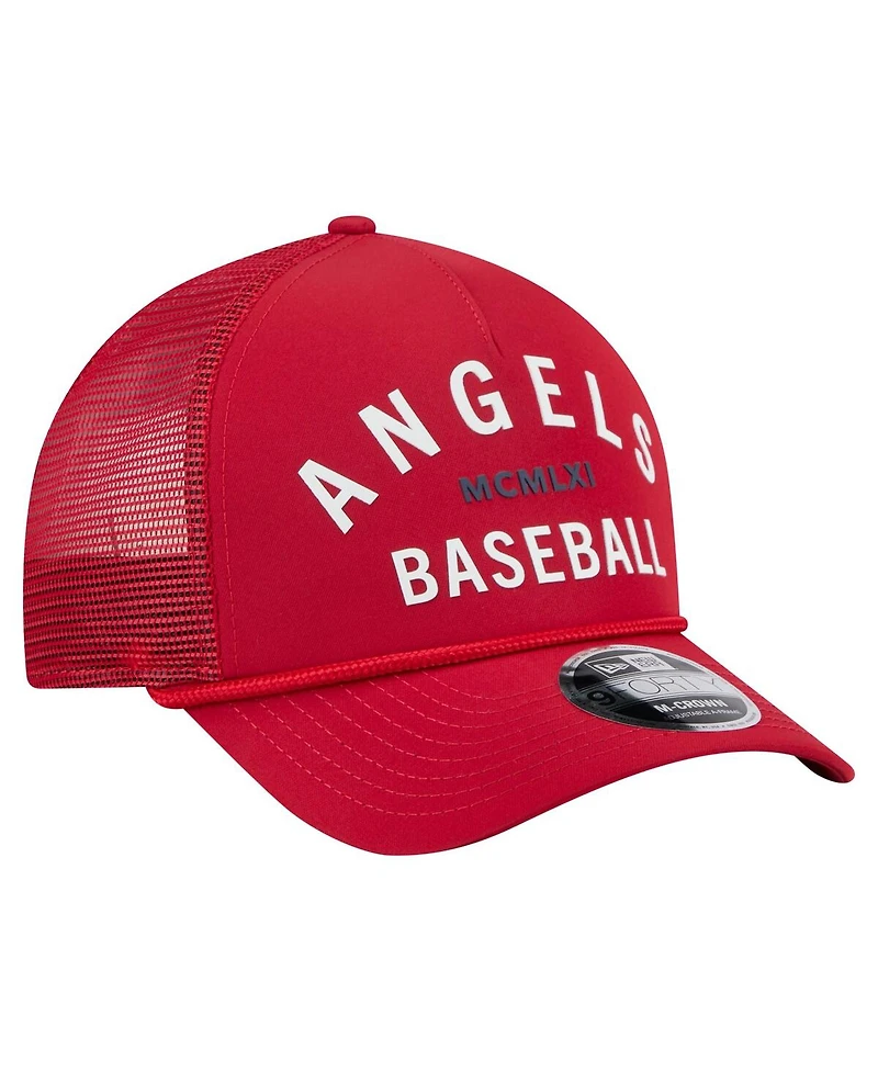 New Era Men's Red Los Angeles Angels Minimalist 9FORTY A-Frame Adjustable Hat