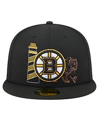 New Era Men's Black Boston Bruins State Stitch 59FIFTY Fitted Hat