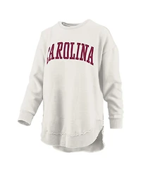 Pressbox Women's Oatmeal South Carolina Gamecocks Melange Poncho Vintage Fleece Long Sleeve Pullover Sweatshirt