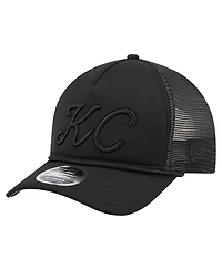 New Era Men's Black Kansas City Royals City Initial 9FORTY A-Frame M-Crown Adjustable Trucker Hat