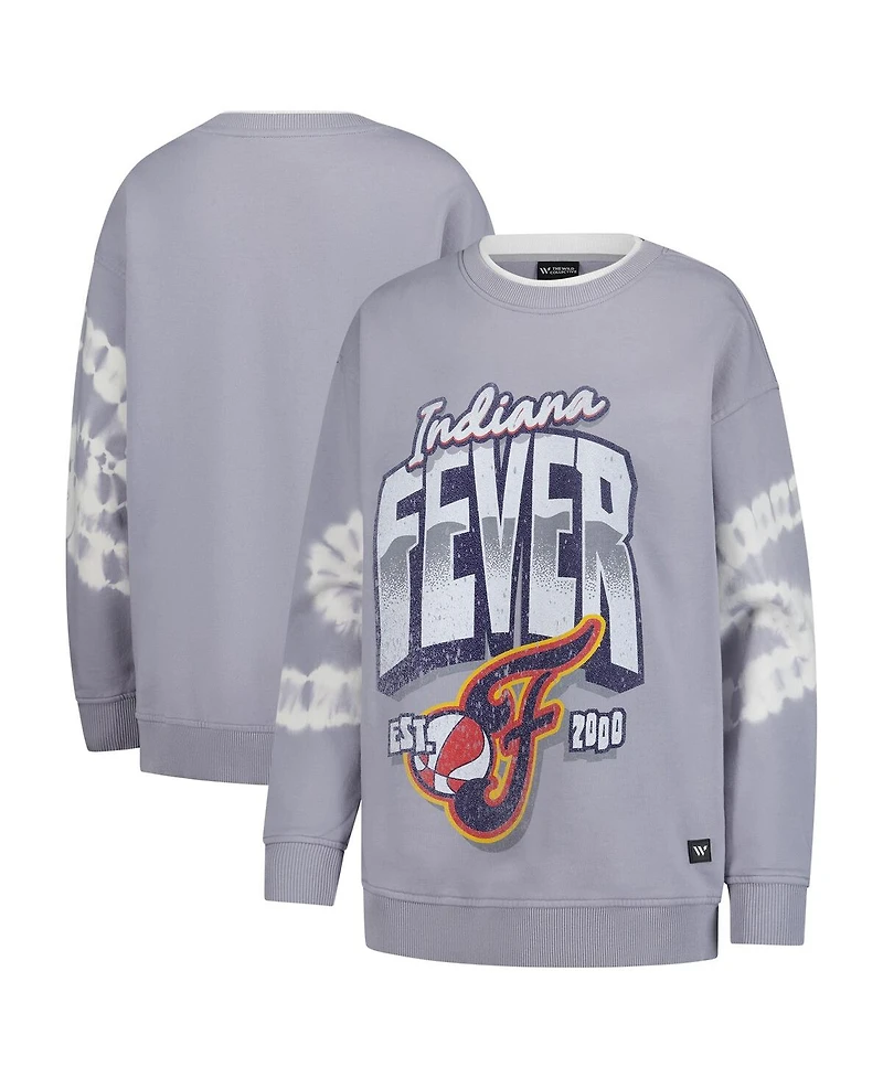 The Wild Collective Women's Gray Indiana Fever Double Collar Fleece Pullover Sweatshirt