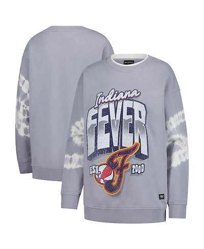 The Wild Collective Women's Gray Indiana Fever Double Collar Fleece Pullover Sweatshirt