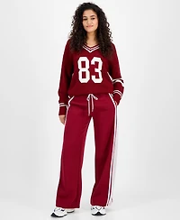 Madden Girl Juniors' Varsity Long-Sleeve Open Knit Sweater
