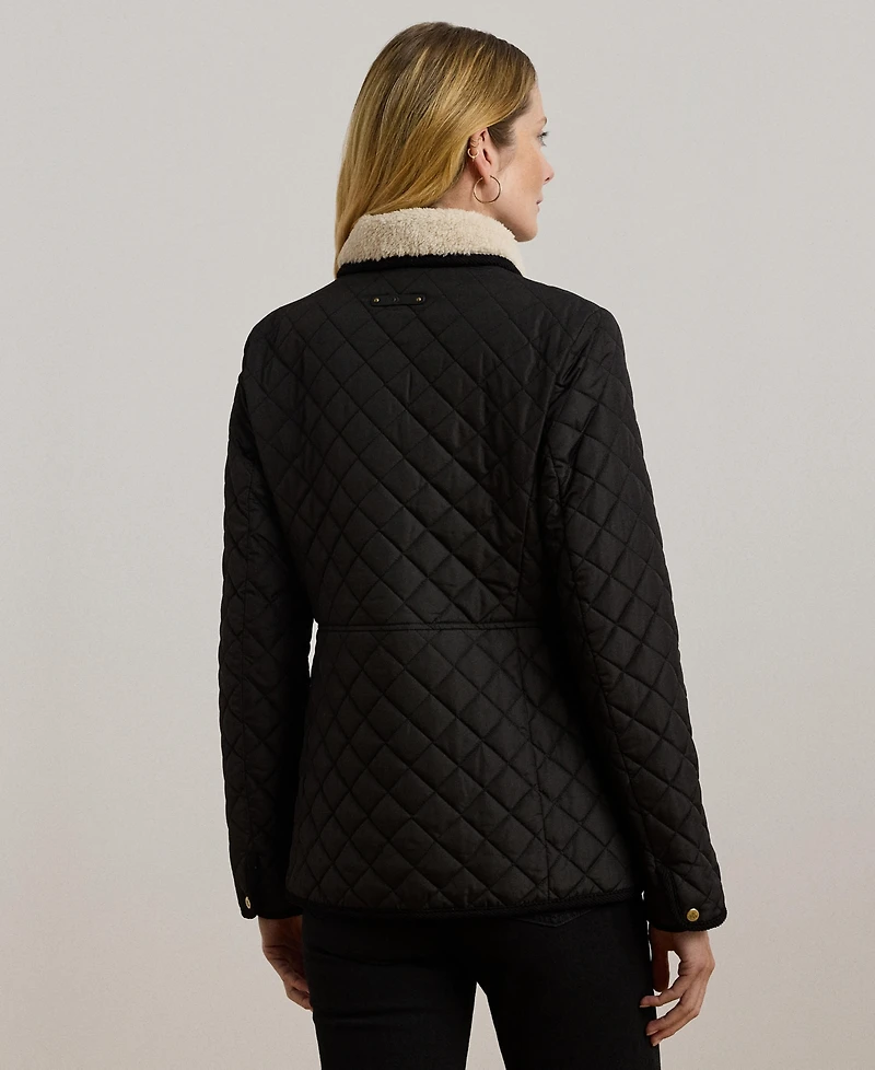 Lauren Ralph Women's Faux-Sherpa-Collar Quilted Coat