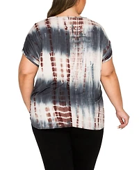 Coin 1804 Plus Tie Dye Lattice Sleeve Dolman T-Shirt