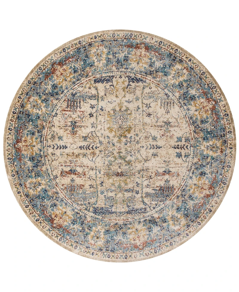 Closeout! Loloi Anastasia Af-07 Sand/Light Blue 5'3" Round Rug
