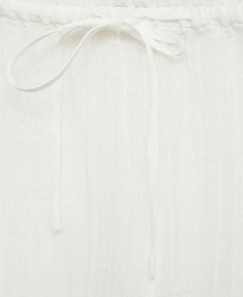 Mango Women's Bow Detail Fluid Ramie Pants