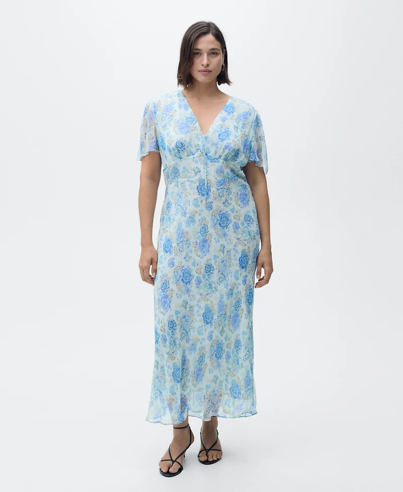 Mango Women's Short Sleeves Floral Dress