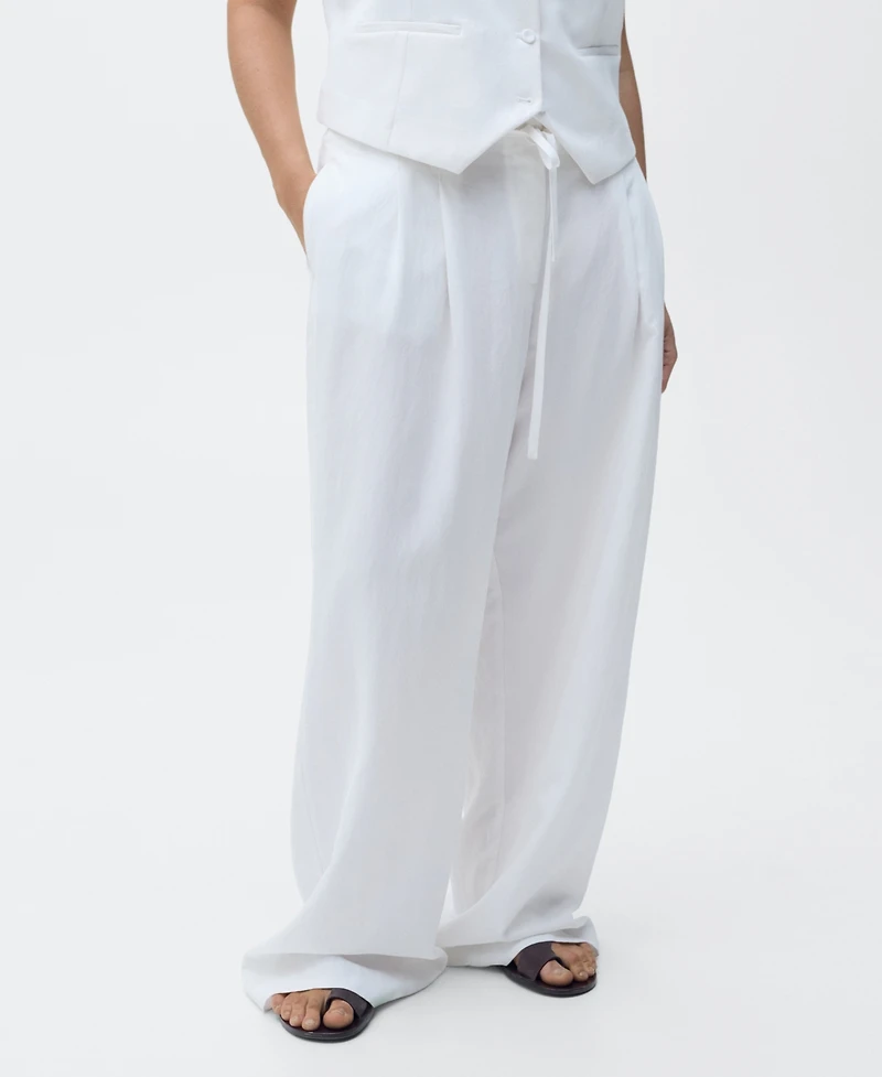 Mango Women's Bow Belt Lyocell Suit Pants