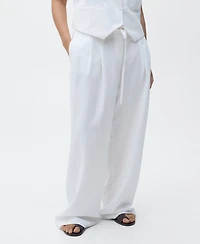 Mango Women's Bow Belt Lyocell Suit Pants