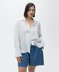 Mango Women's Pleated Denim Bermuda Shorts