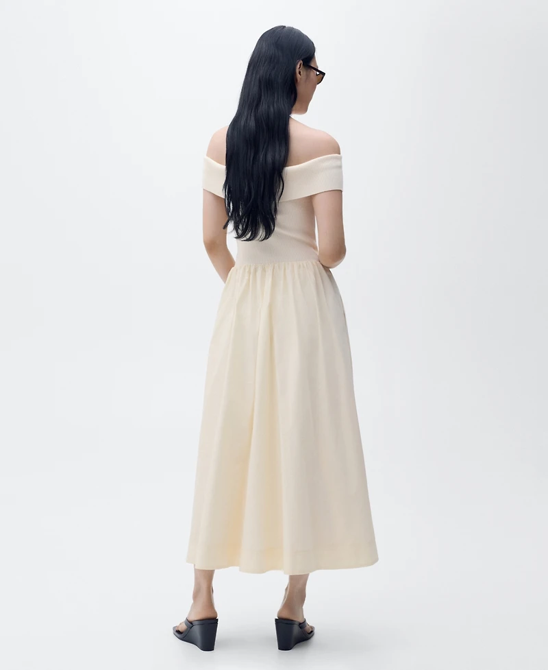 Mango Women's Embroidered Details Combined Dress