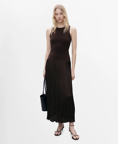 Mango Women's Combined-Fabric Long Dress