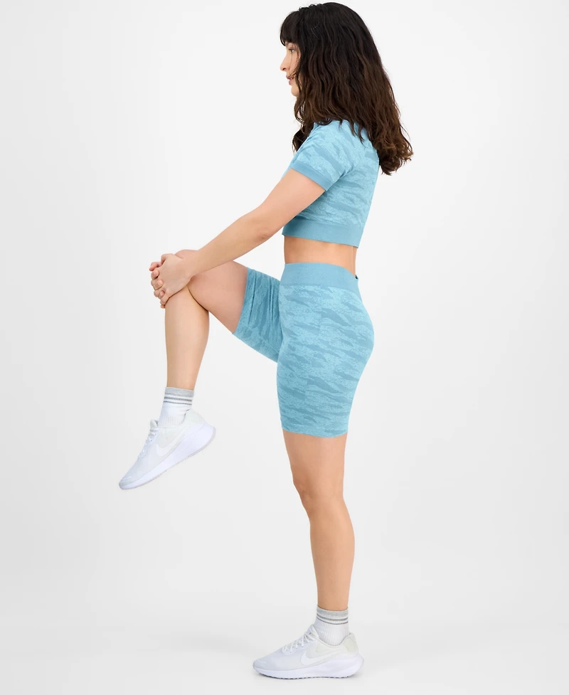 Id Ideology Women's Printed Seamless Bike Shorts, Exclusively at Macy's