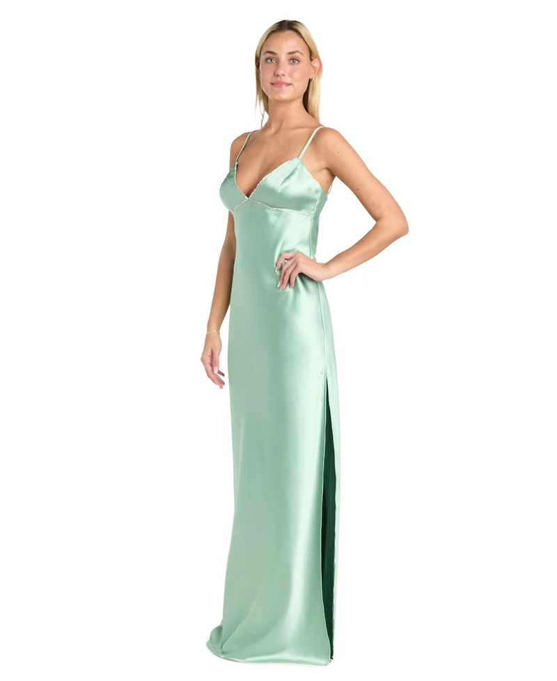 Morgan & Company Juniors' Embellished V-Neck Sleeveless Gown