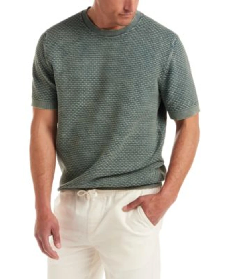Weatherproof Vintage Mens Short Sleeve Woven Crewneck Sweater Drawstring Pants