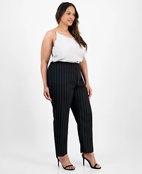 Kasper Plus Size Pinstriped Slim Pants