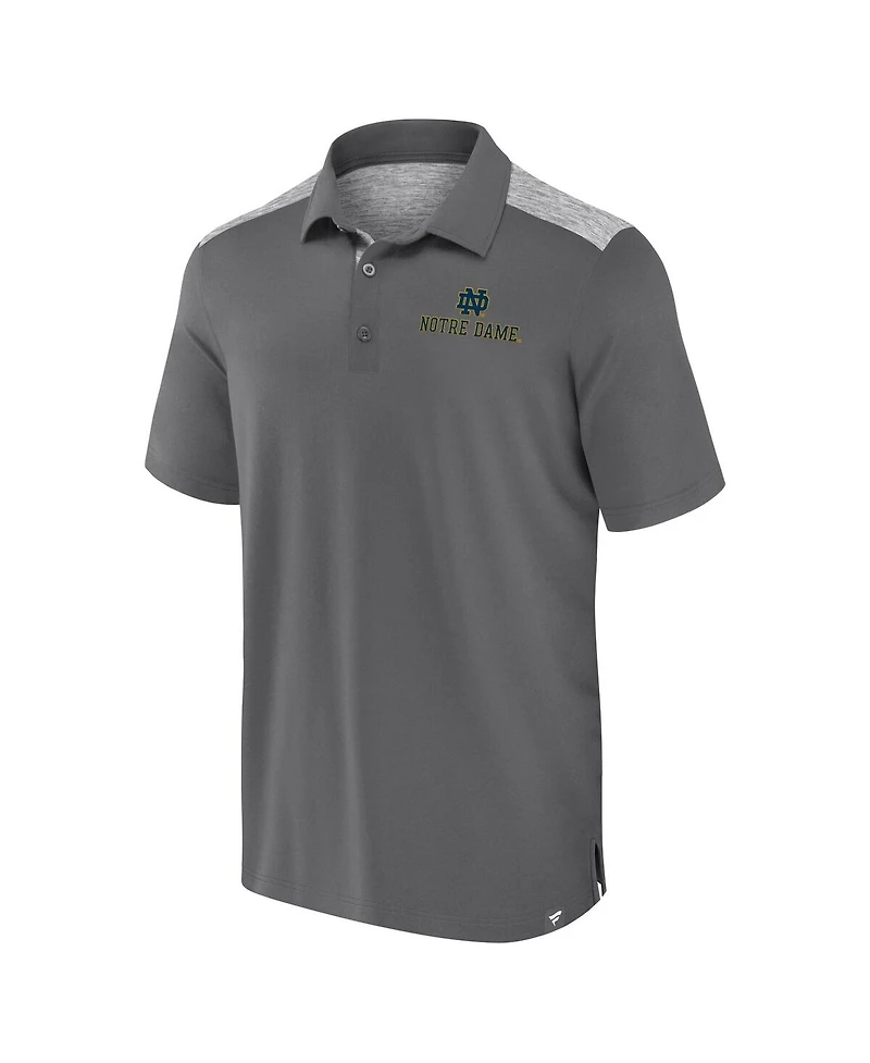 Fanatics Men's Gray Notre Dame Fighting Irish Iconic Brushed Blocked Polo Shirt