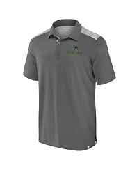Fanatics Men's Gray Notre Dame Fighting Irish Iconic Brushed Blocked Polo Shirt