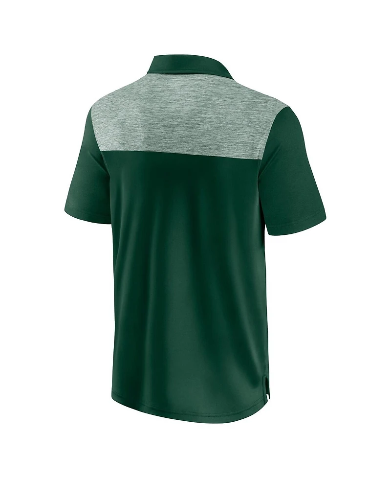 Fanatics Men's Hunter Green Milwaukee Bucks Iconic Brushed Blocked Polo Shirt