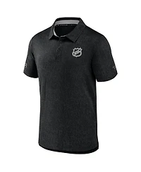 Fanatics Men's Black Nhl-Logo Authentic Pro Jacquard Polo Shirt