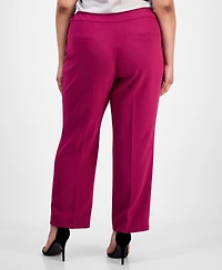 Kasper Plus High-Rise Slim-Leg Pants