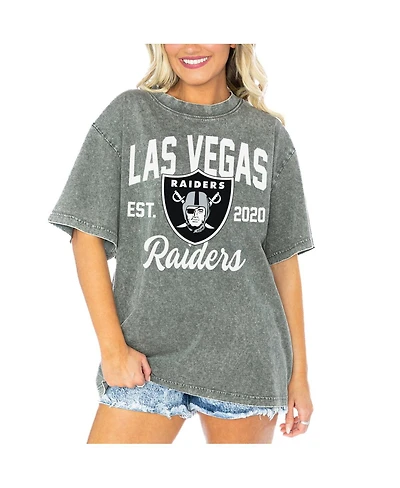 Gameday Couture Women's Gray Las Vegas Raiders Tackle Titan Boyfriend Washed T-Shirt