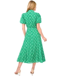 CeCe Women's Flowy Tie Waist Midi Shirt Dress