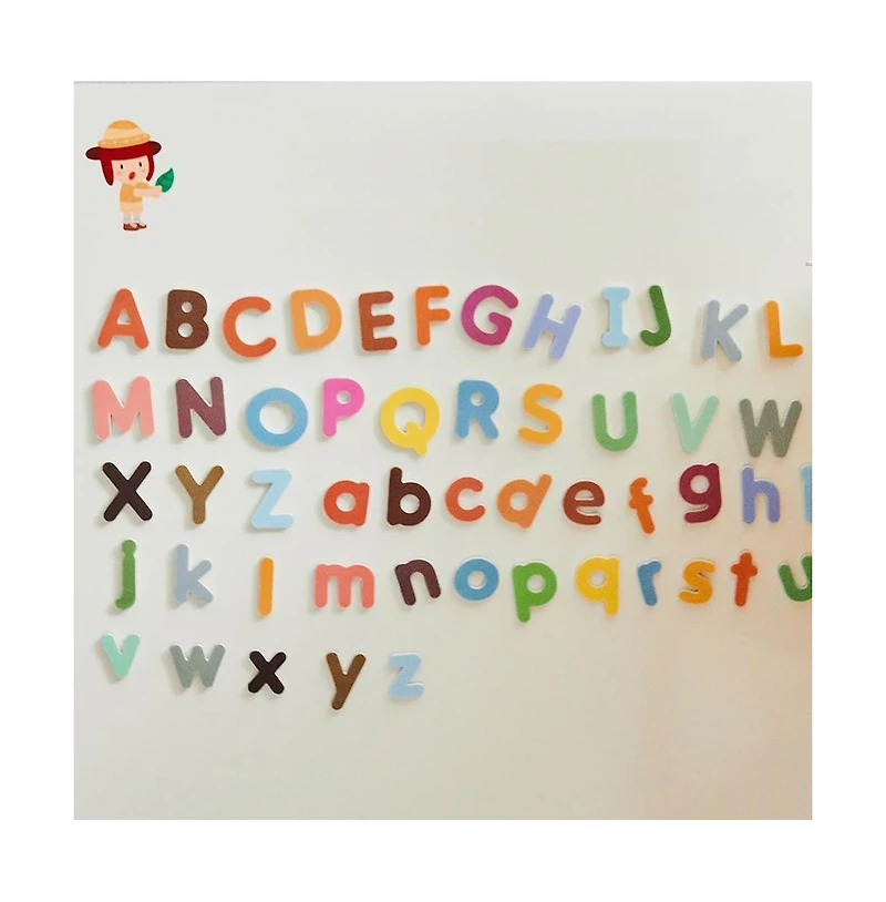 Amber Sports Hattung Magnetic Alphabet Set Extra-Thick, Multicolor Letters with Matching Flashcards