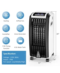 Portable Evaporative Air Cooler with 3 Wind Modes and Timer for Home Office