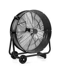 Industrial Drum Fan with 2 Wheels and 360-Degree Adjustable Tilt