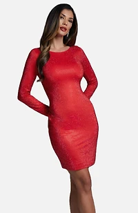 Bebe Women's Long Sleeve Crystal Midi Dress