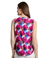 Jones New York Petite V Neck Pleat Front Shell Top