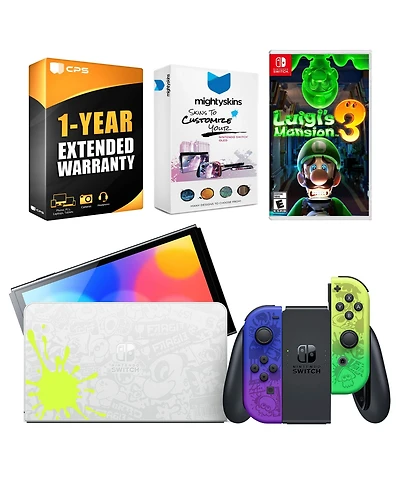 Nintendo Switch Oled Console Splatoon 3 Special Edition with Luigi's Mansion 3