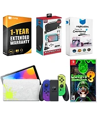 Nintendo Switch Oled Console Splatoon 3 Special Edition with Luigi s Mansion 3, Surge Accessory Gaming Kit