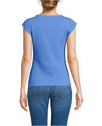 Lands' End Women's Pointelle Cap Sleeve Top
