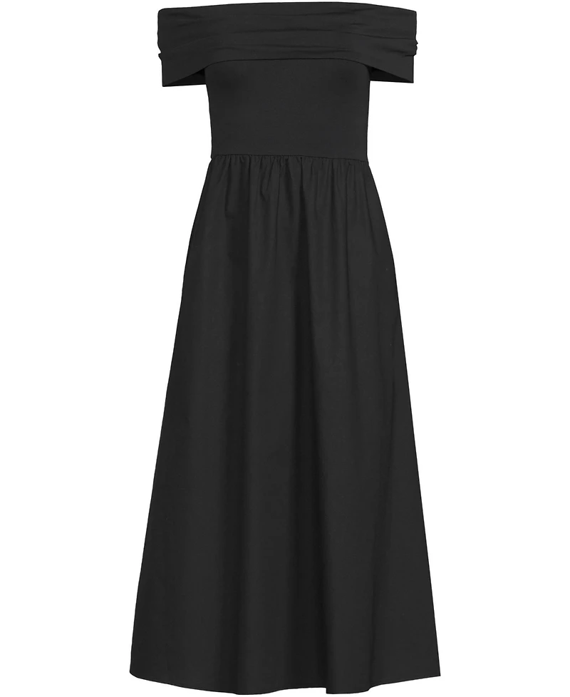 Lands' End Women's Off the Shoulder Slender Mixed Media Dress