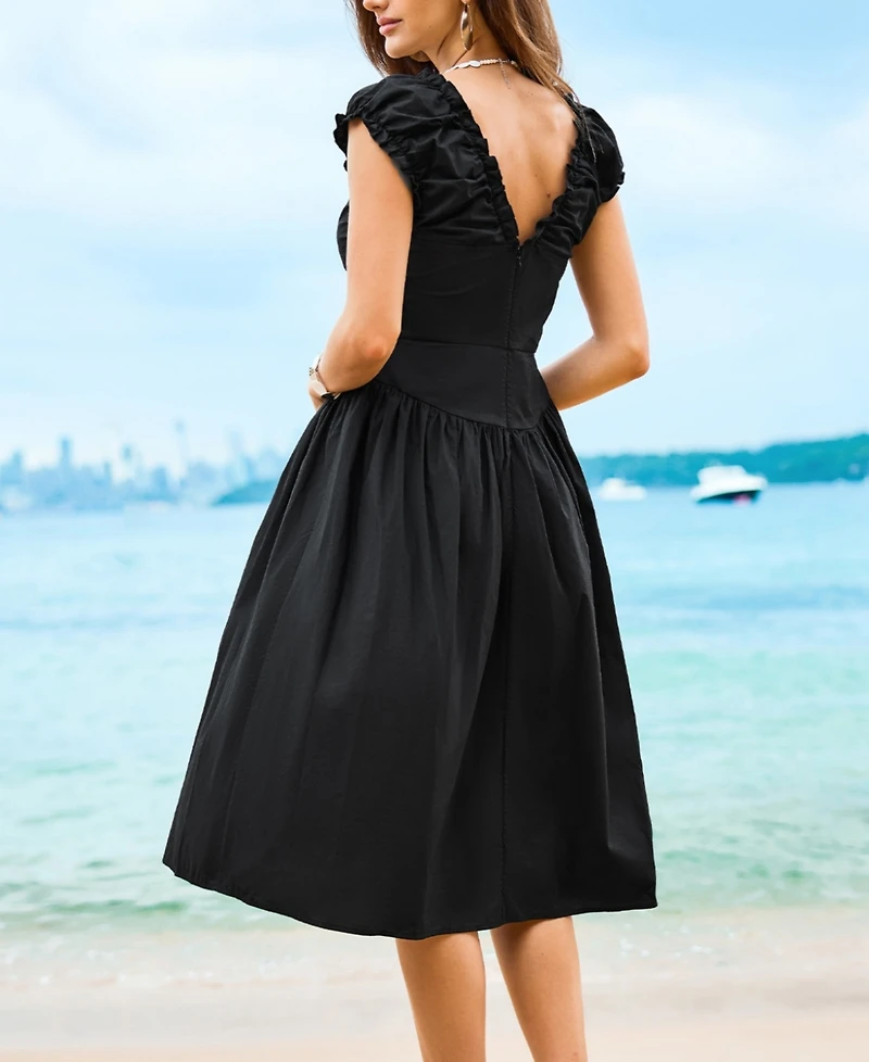 Cupshe Women's Retro Belle Black Midi Beach Dress