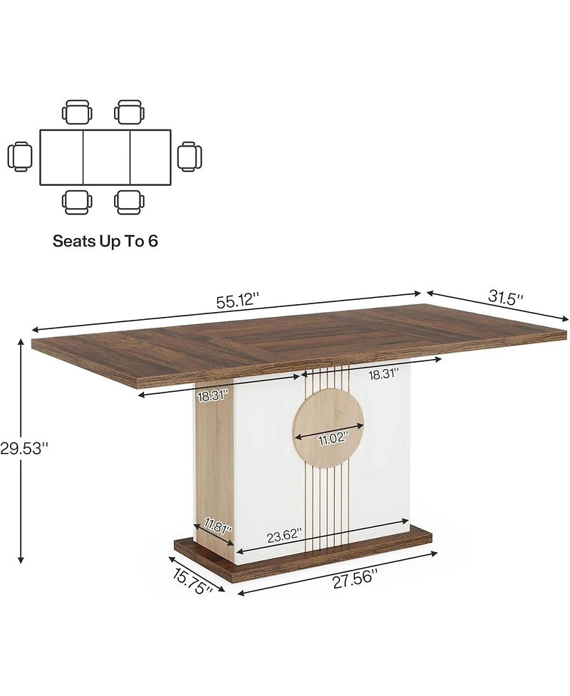 Tribesigns 55" Rectangular Dining Table for 4 to 6 People, Dining Room & Living Room