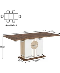 Tribesigns 55" Rectangular Dining Table for 4 to 6 People, Dining Room & Living Room