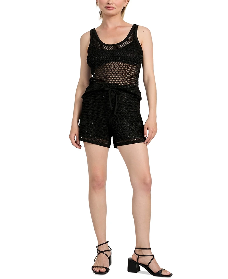 Guess Women's Ava Embellished Open-Stitch Tank Top