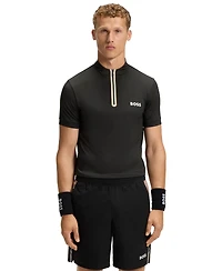 Boss by Hugo Men's Stretch-Mesh Jersey Zip-Neck T-Shirt