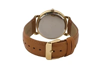 Peugeot Men 38mm Gold Retro Design Calf Skin Leather Strap watch
