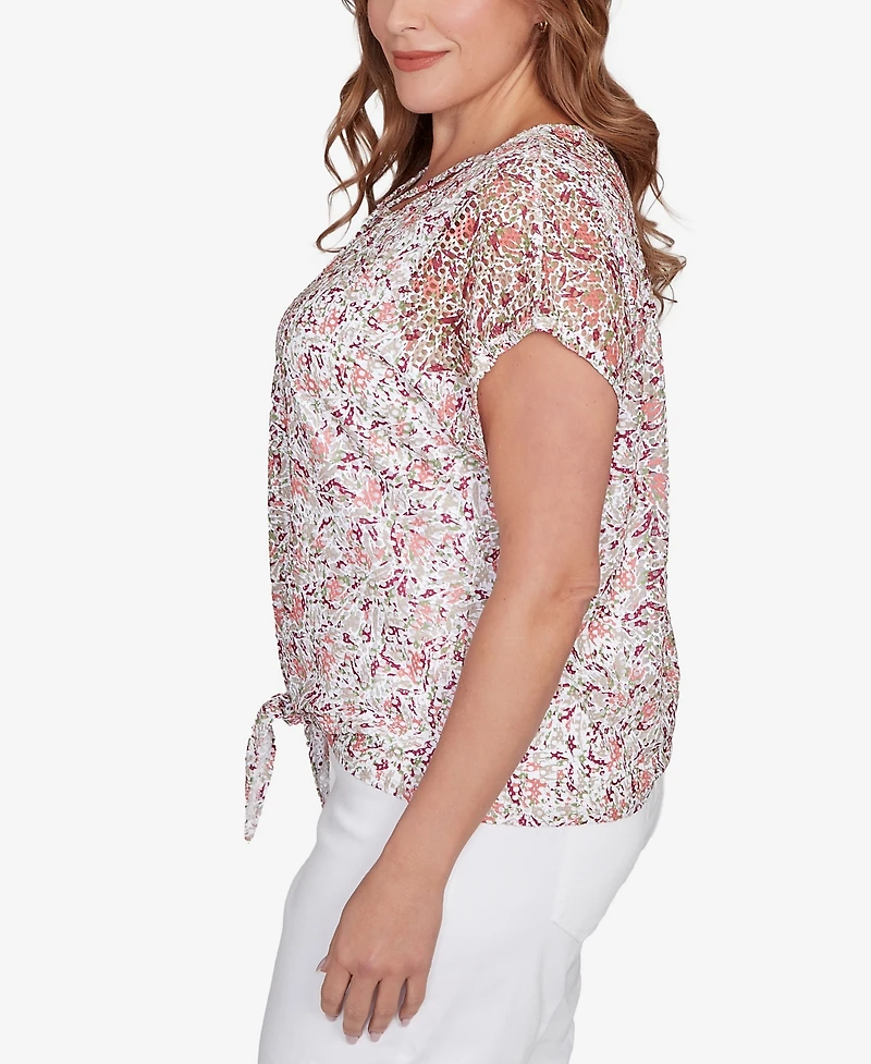 Hearts Of Palm Plus Size Printed Oval Textured Knit Top